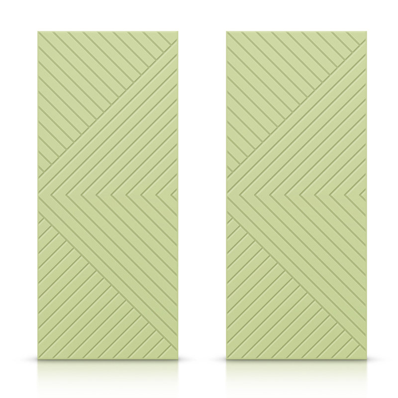 Portes à panneaux coulissantes doubles à panneaux, Vert sauge, 84 po x 96 po