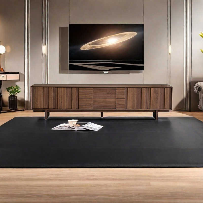 Meuble télé en bois massif multicouches, Noyer, 78.74"