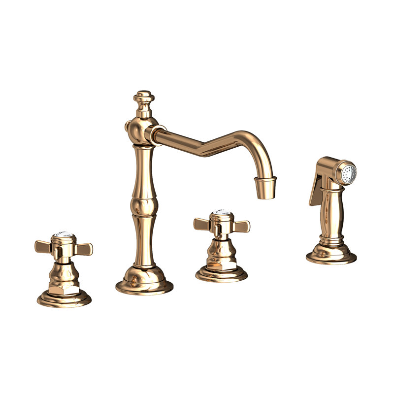 Fairfield Double Handle Kitchen Faucet with Side Spray, French Gold