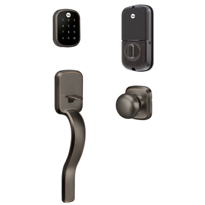 Handleset with Smart Deadbolt and Door and Rosette