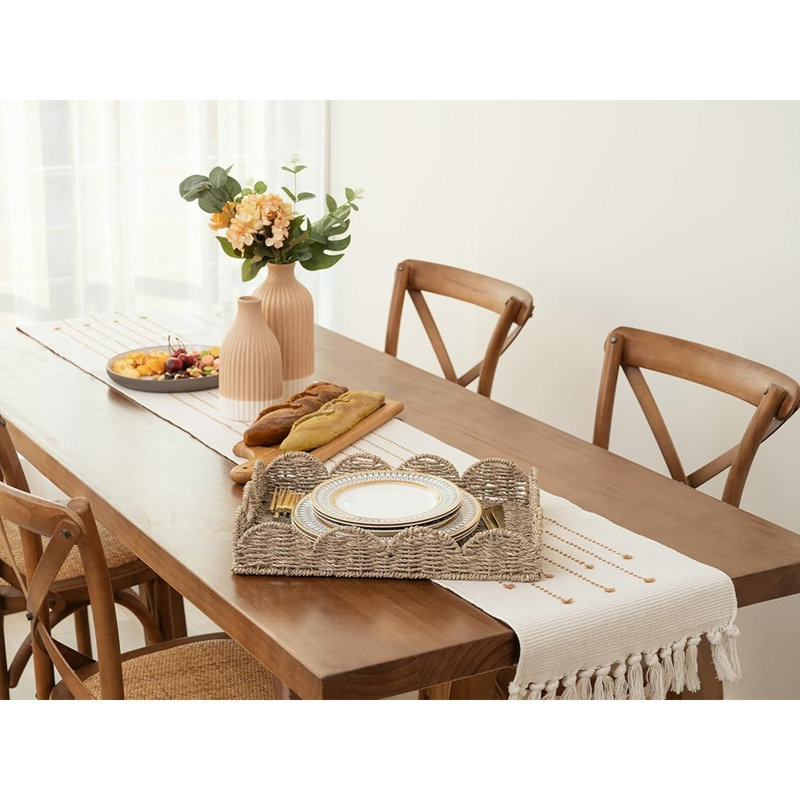 Rectangle Wicker Tray With Handles, Rattan Serving Tray And Seagrass Basket For Decorative And Organizing