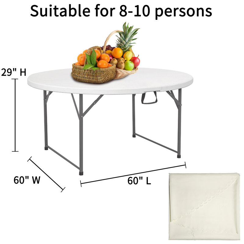 5ft Circular 60-inch Wedding Party Events Banquet Dining Round Folding Table with Tablecloth