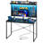Nedyo 39''W LED Gaming Desk with Hutch and Pegboard, Computer Home Office desks with Power outlet and Shelf-1382720697