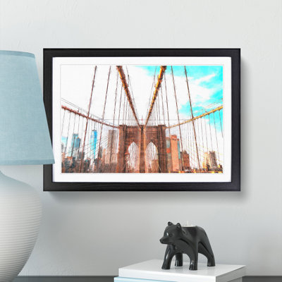 Brooklyn Bridge New York City Painting 1 Piece Single Picture Frame Wall Art on MDF