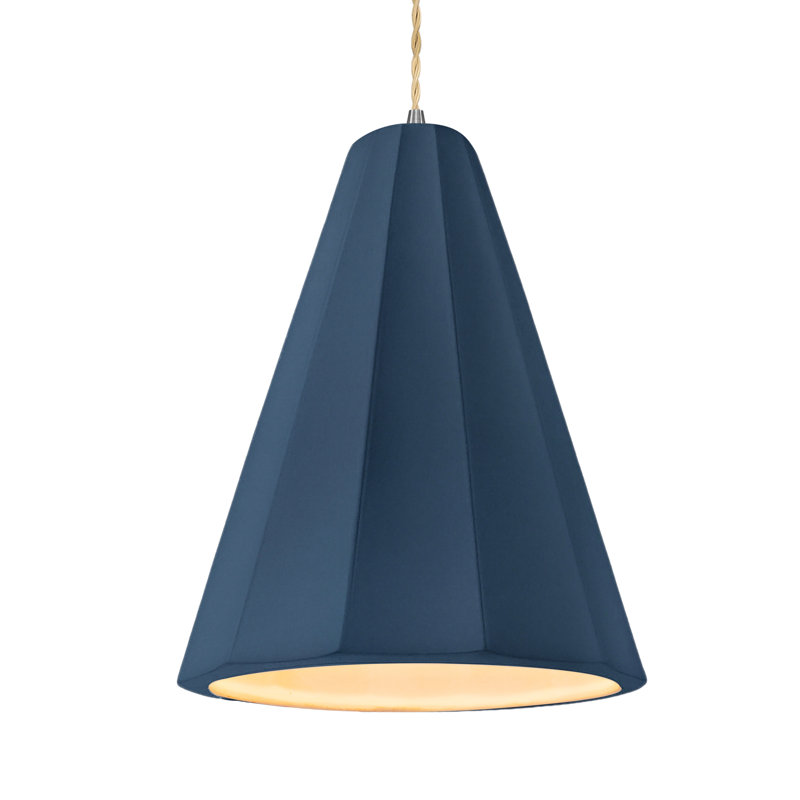 Radiance - luminaire suspendu 1 lumière cannelé - ciel de minuit - nickel brossé - l 9 po x H 13 po - DEL dédiée - cordon torsadé beige