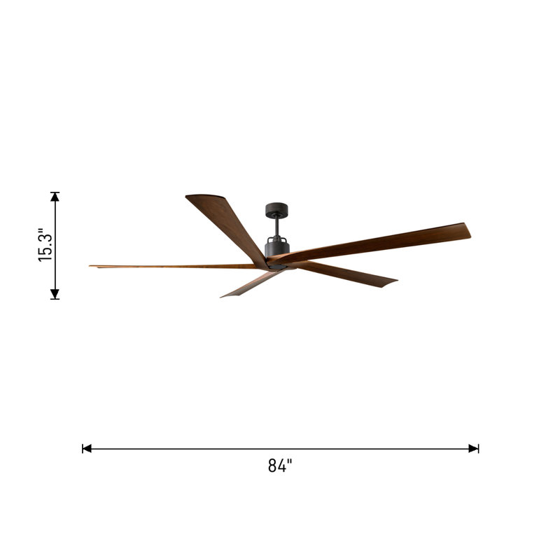 Visual Comfort Fan Aspen 84 Indoor Ceiling Fan with Threaded Downrod, Midnight Black blades and Handheld Remote, Dark Walnut