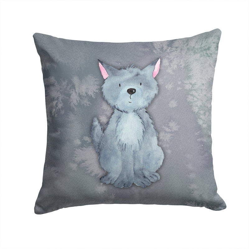 Coussin décoratif intérieur/extérieur aquarelle loup, 14 po x 14 po