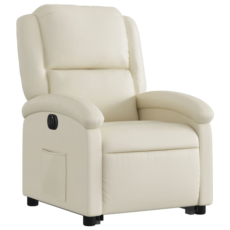 Fauteuil inclinable électrique Ebern Designs, Similicuir crème