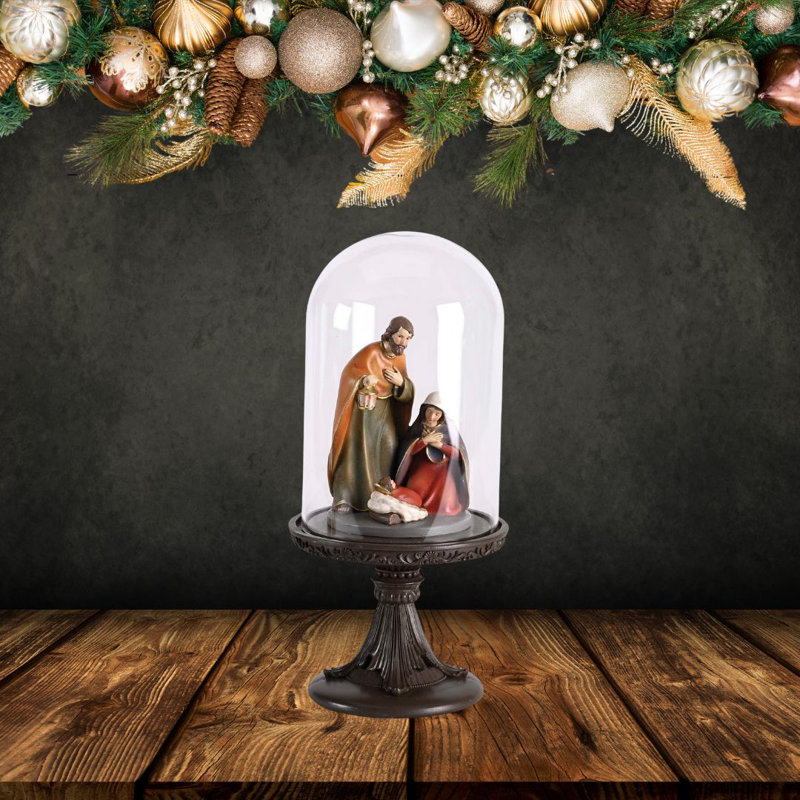 Crèche de Noël Nativité dans un dôme de verre 11,5H