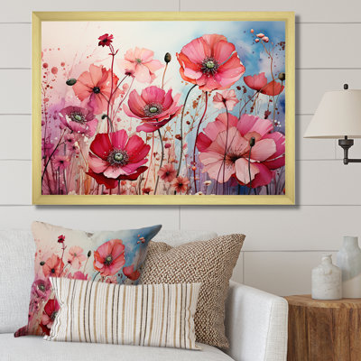 «Pink Crimson Flower Meadow Field VI», reproduction sur toile