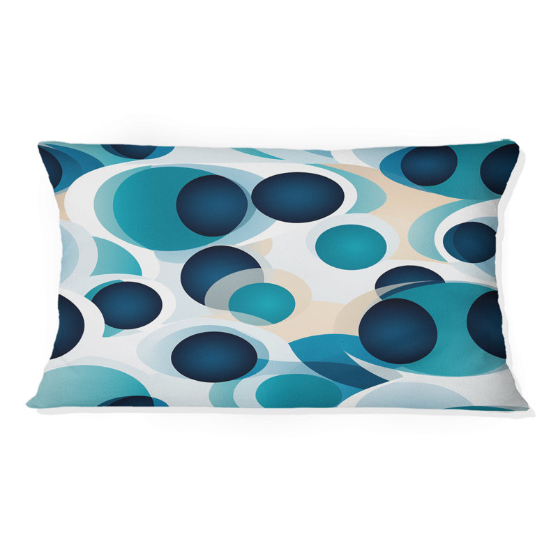 Oreiller géométrique minimaliste en cercles bleu de cobalt