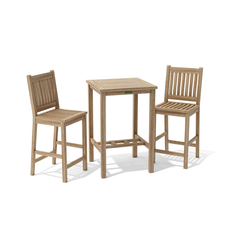 Avalon Outdoor 3 - Piece Teak Bar Height Dining Set