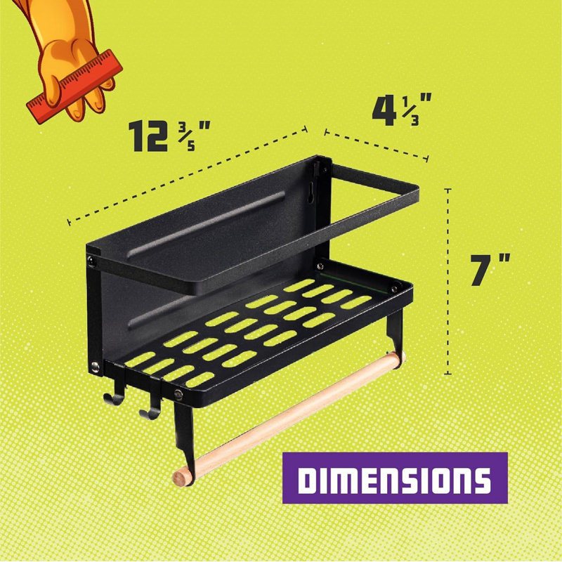 Magnetic Grill Rack - Grill Organizer & Tool Rack - Strong Magnetic Rack For Gas Grills, Fridges, Ovens & More