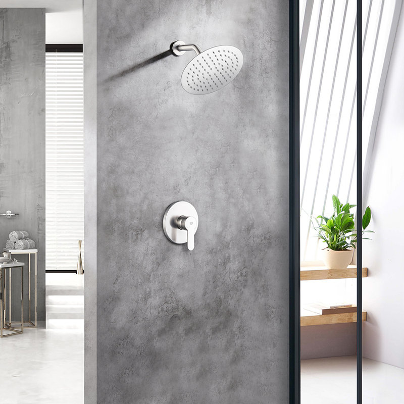 Robinet de douche avec valve brute, Nickel brossé
