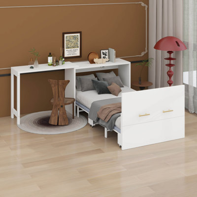 Lit escamotable simple avec bureau à position réglable
