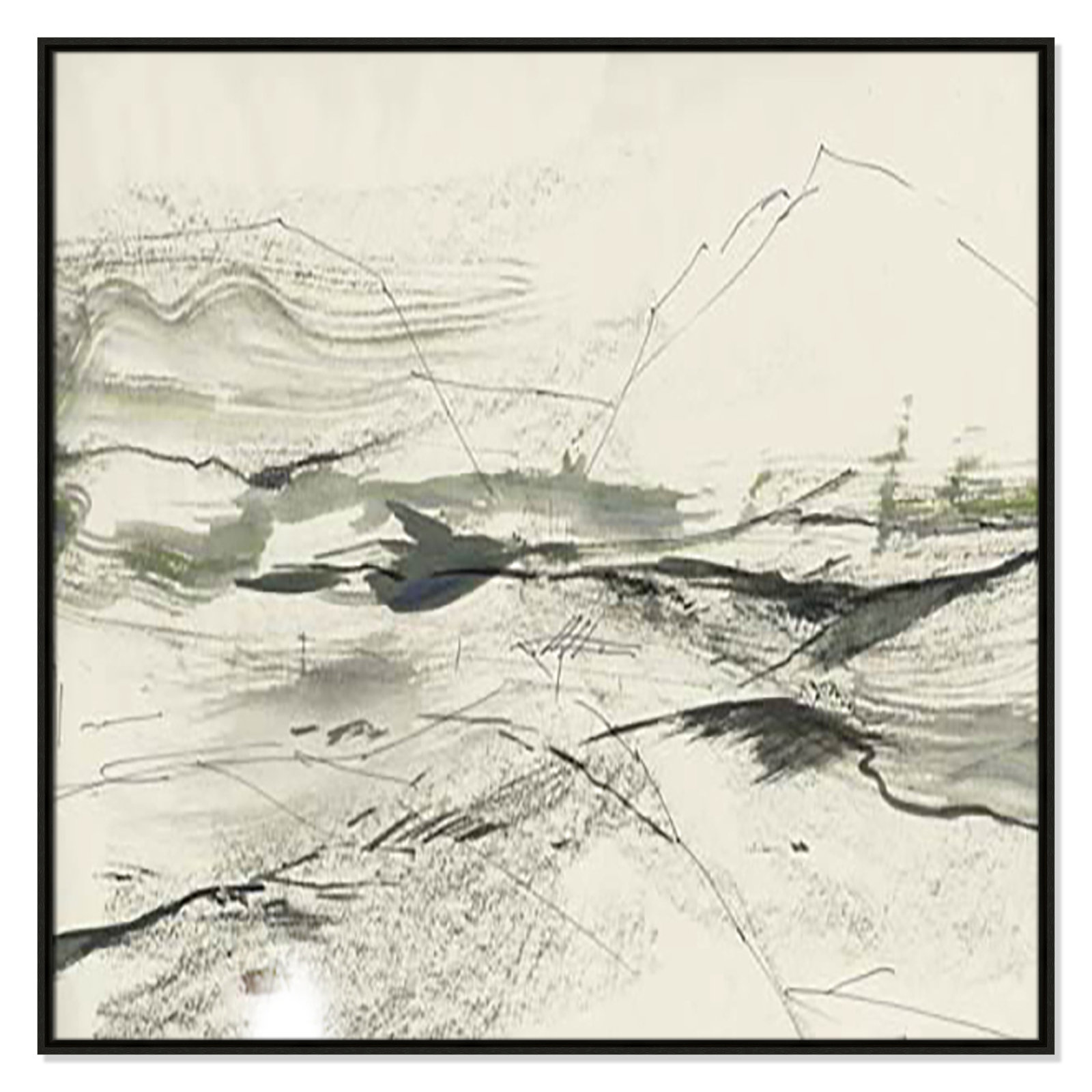 Green Sketches Print, 41.5" H x 41.5" W x 2" D, Espresso Floater Framed