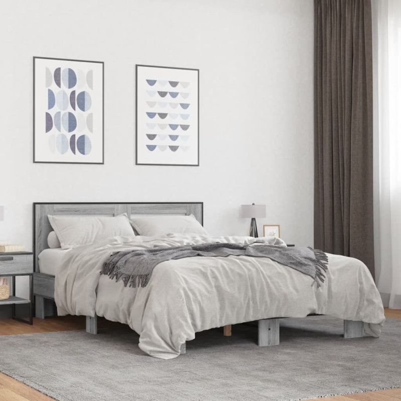 Olgun Open-Frame Bed, European Double (140 x 200cm), Grey Sonoma