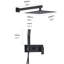 Système de robinet de douche en laiton noir mat avec pomme de douche à pluie de 10 po avec douchette, valve brute incluse