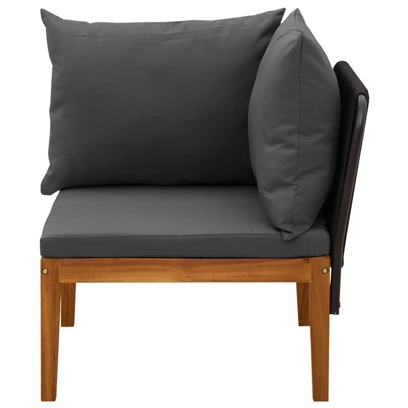 70 cm W Patio Sofa with Cushions, Anthracite