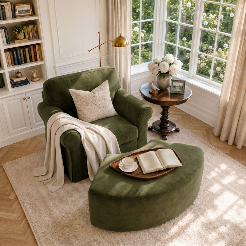 Repose-pieds arrondi Hackworth, Vert