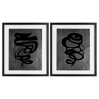 «Coil Portraits on Grey», ensemble de 2 reproductions encadrées sous verre, conception de Vanna Lam