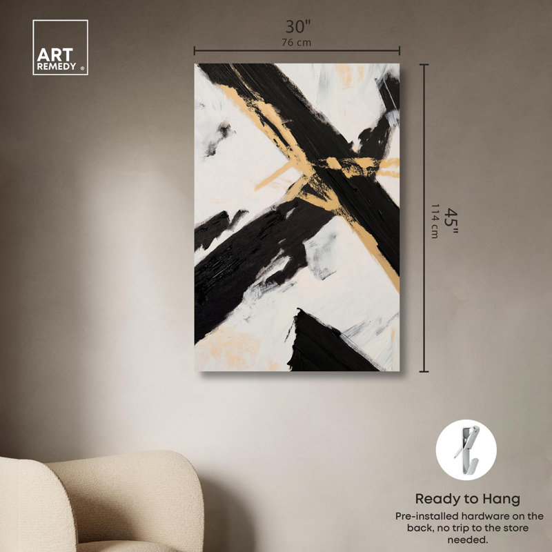 Art Remède noir et blanc, toile d'art Poids de noir III, H 45 po x l 30 po, Toile tendue