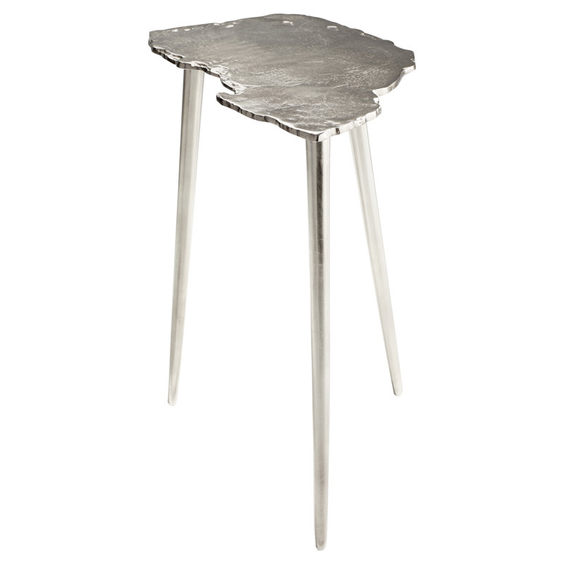 Antique Nickel Round Metal Needle Side Table