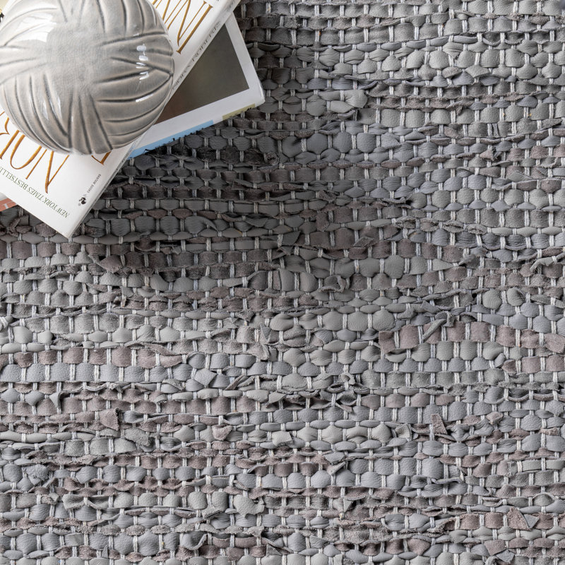 Tapis gris tissé à plat à la main Edolie, Rectangulaire 3 pi x 5 pi
