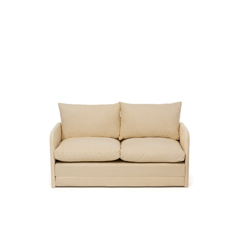 Modern 2-Seat Sofa Bed, Cream Color, 50.4 x 27.6 x 26.0 inches | 100% Metal Frame & 100% Polyester Fabric | Converts to Bed 78.7 x 47.2 inches | Stylish & Functional Sleeper Sofa for Space-Saving Living Rooms & Guest Rooms