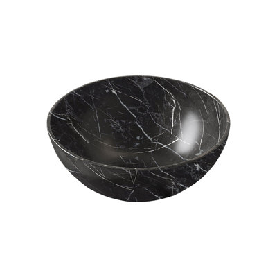 14'' Bathroom Bowl Ceramic Sink With Stone Pattern, No Faucet, Matte Black
