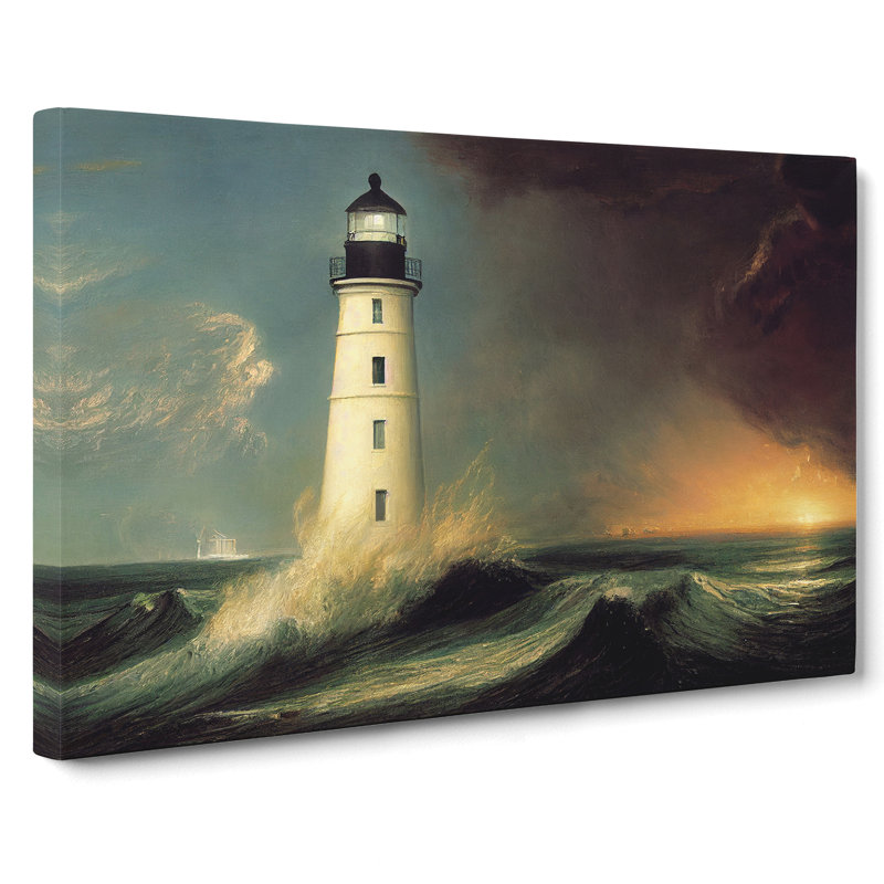 Dashing Lighthouse Seascape - Wrapped Canvas, 40cm H x 60cm W x 3cm D