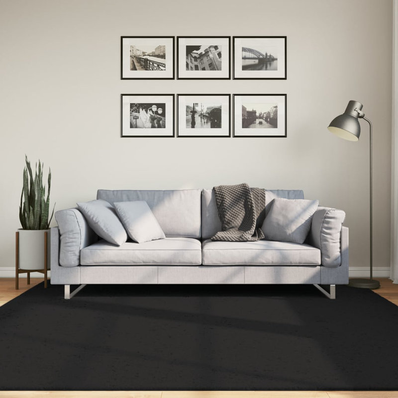 Rug "HUARTE" Short Pile Soft and Washable Black, Square 200cm