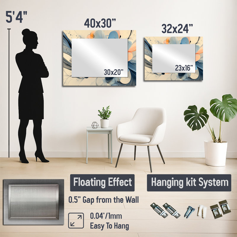 Turquoise Dahlia fleurs en couches II - art mural miroir floral - imprimé sur métal, 24 po x 32 po