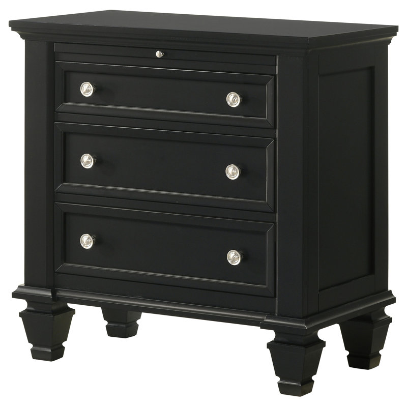 Fraser 3-drawer Nightstand Black, Black