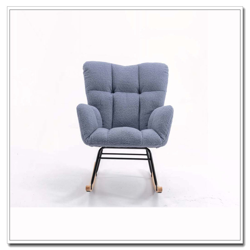 Teddy Fabric Leisure Rocking Chair, Light Blue
