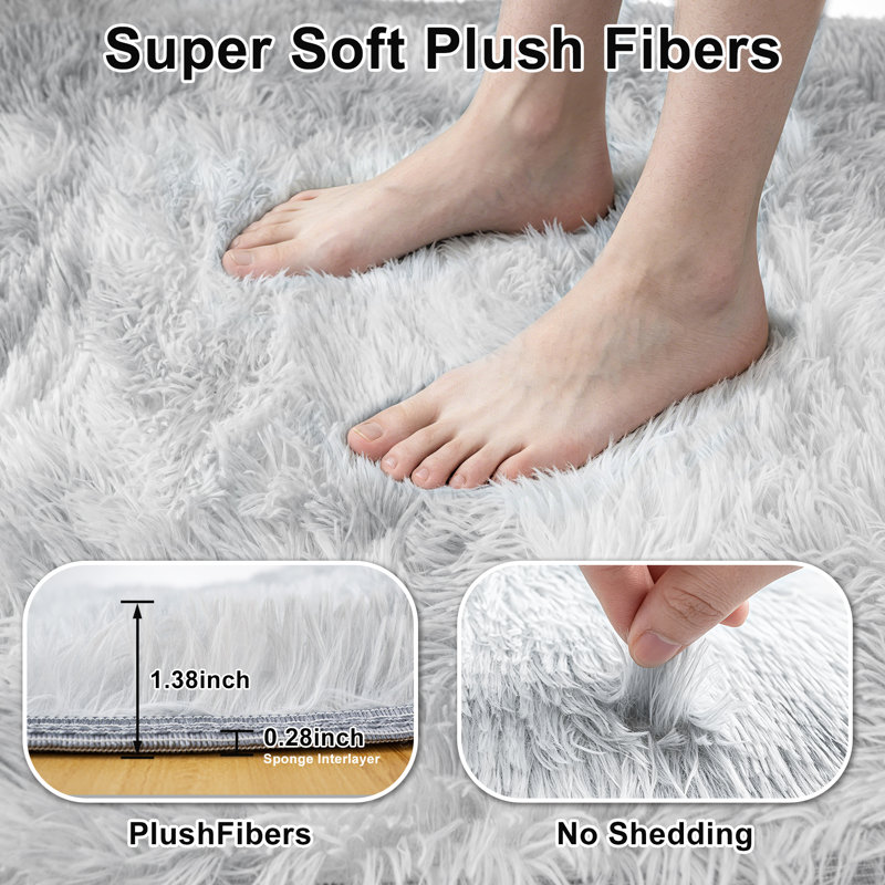 5x7 ft Area Rug for Living Room with Non-Slip Machine Washable 1.8in High Pile Large Shag Rug for Bedroom Home Decor