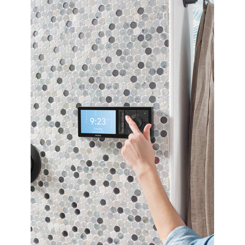 Smart Shower 2-Outlet Digital Shower Controller for Thermostatic Shower Valve, Matte Black