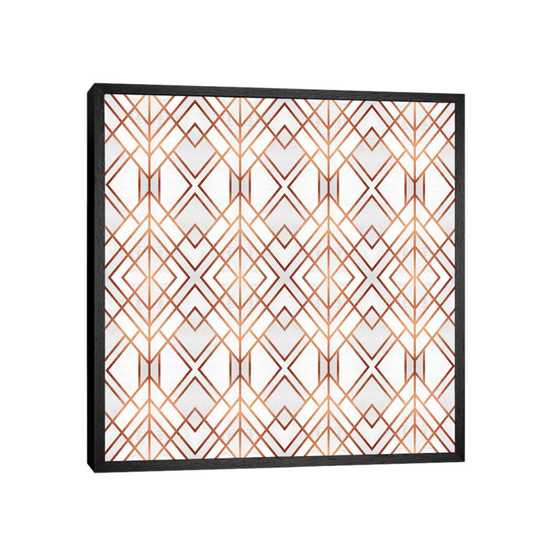 Copper Geo 1 Piece Single Picture Frame Wall Art on Canvas, 66.04 cm H x 66.04 cm W, Black Framed