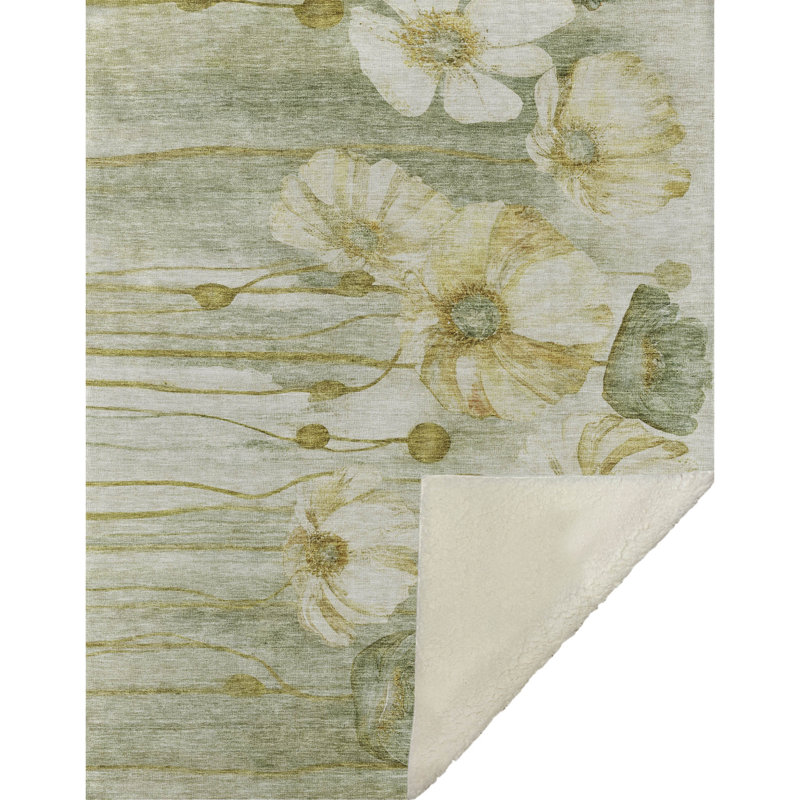 Jeté floral Sherpa ASB712 Addison, Sauge