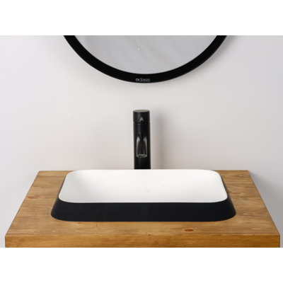 Lavabo de salle de bain rectangulaire encastré noir / blanc Harmony