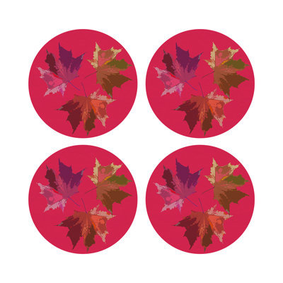 Autumn Leaves Vegan Leather Round Pebble Placemat