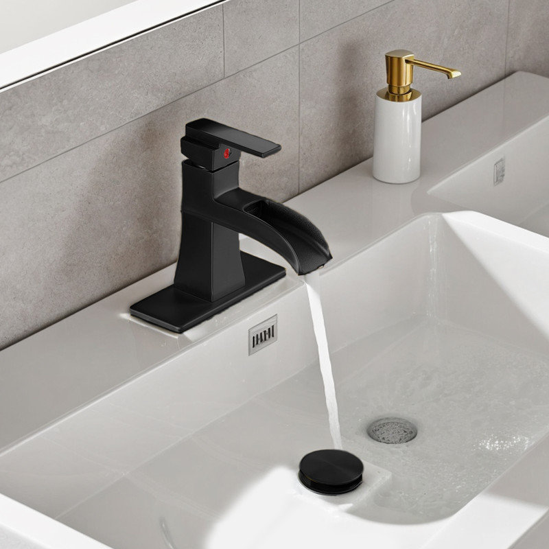 Single-handle Bathroom Faucet with Drain Assembly, Matte Black