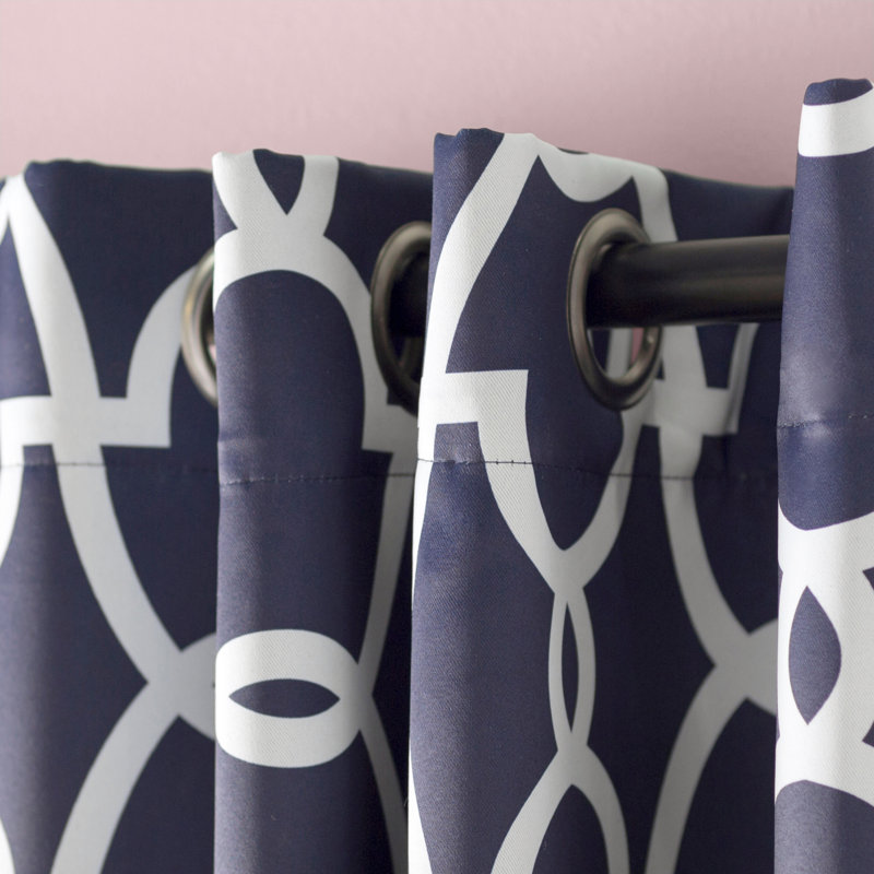 Andish 100% Polyester Room Darkening Curtain Pair, Peacoat Blue, 52" W x 96" L