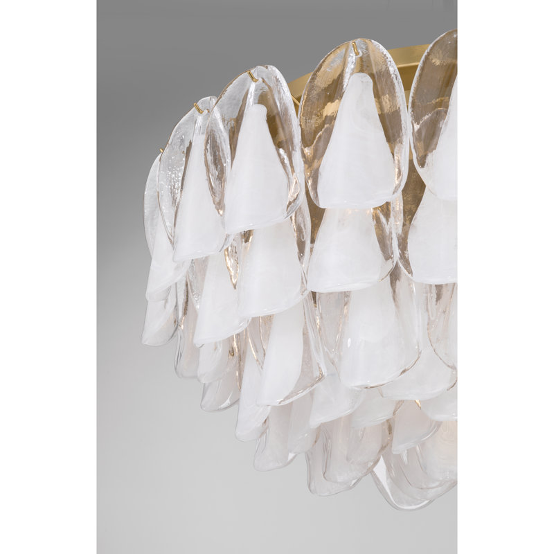 Plafonnier encastré 11,25 po Verla Crest, H 14,5 po x l 31,25 po x P 31,25 po, Transparent/blanc, 11 lumières