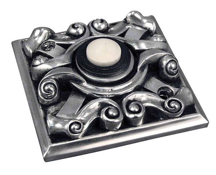 Sforza Push Button Doorbell, Vintage Pewter