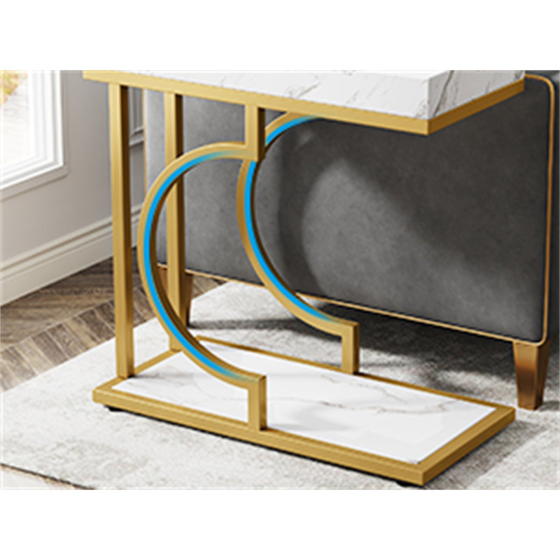 Table de bout ronde en faux marbre 18,7 po