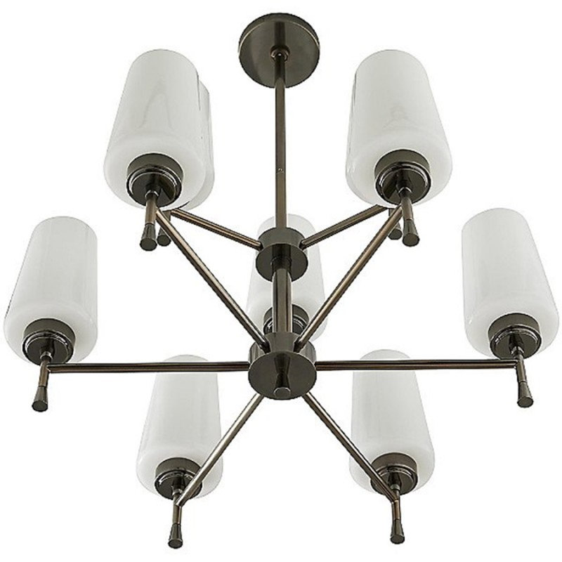 Lustre géométrique clair à abat-jour Sigmund, Plaqué cuivre, Fumée, 46” Diameter x 40” Height