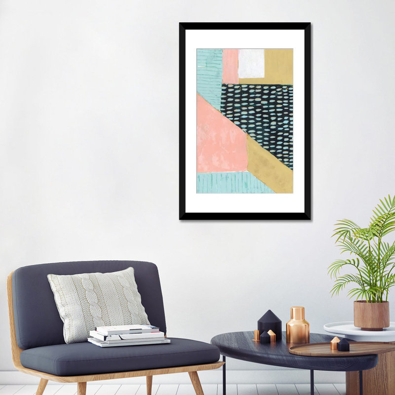 «Pastel Julep II», reproduction d'art sur toile, H 32 po x l 24 po x P 1 po, Papier d'art encadré noir, Blanc
