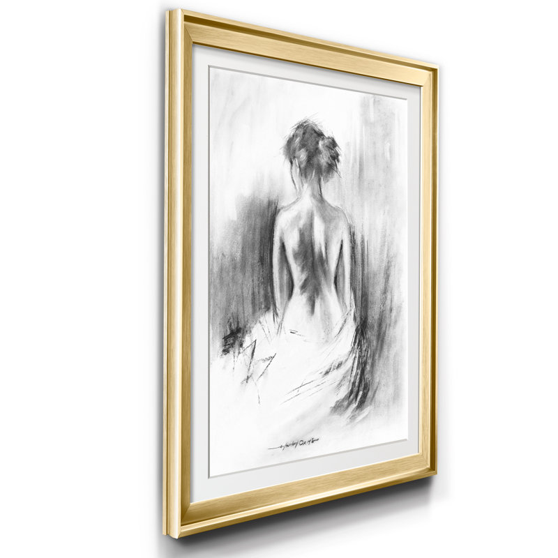 Soft Silhouette II - Reproduction de dessin de cadre photo, H 26,5 po x l 36,5 po x P 1,5 po, Doré