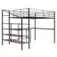 Lit mezzanine double en métal avec bureau et échelle de rangement latérale-394978557